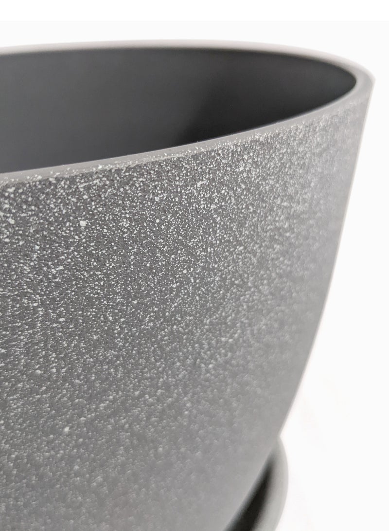 VGROW PRIME Plant Pots, Indoor Planters with Drain Holes and Tray, Modern Plastic Flowerpot (7 Inches, Light Grey)  - Image 3