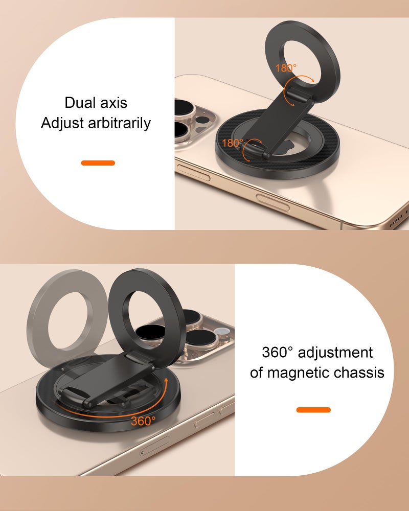 AILKIN Double Magnetic Phone Holder, Universal Magnetic Kickstand Stand, Mag Safe Ring Holder Grip, Foldable Cell Phone Grips Ring Stand for Samsung, Android, iPhone 17e, Desk, Case, Car Mount-Black - Image 3