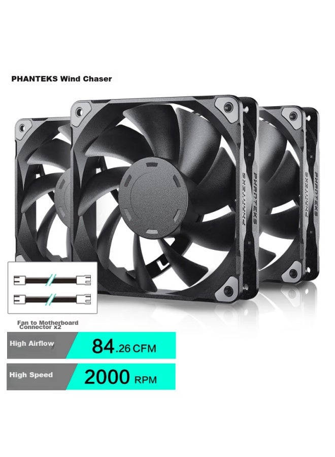 Phanteks M25 Black 12cm Desktop Case Cooling Fan X3 Pack - Image 1