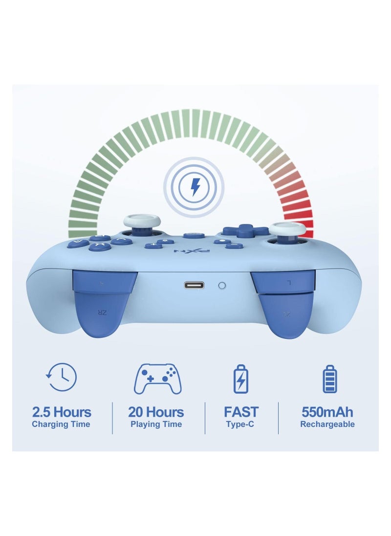 No branded Pxn P50 Wireless Gaming Switch Pro Controller Support Adjustable Dual Vibration Macros Turbo Gyro Axis NFC and Screenshot Remote Gamepad Joystick for Nintendo Switch Lite and OLED (BLUE)  - Image 2