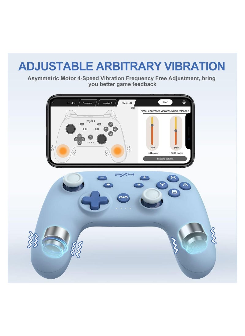 No branded Pxn P50 Wireless Gaming Switch Pro Controller Support Adjustable Dual Vibration Macros Turbo Gyro Axis NFC and Screenshot Remote Gamepad Joystick for Nintendo Switch Lite and OLED (BLUE)  - Image 4