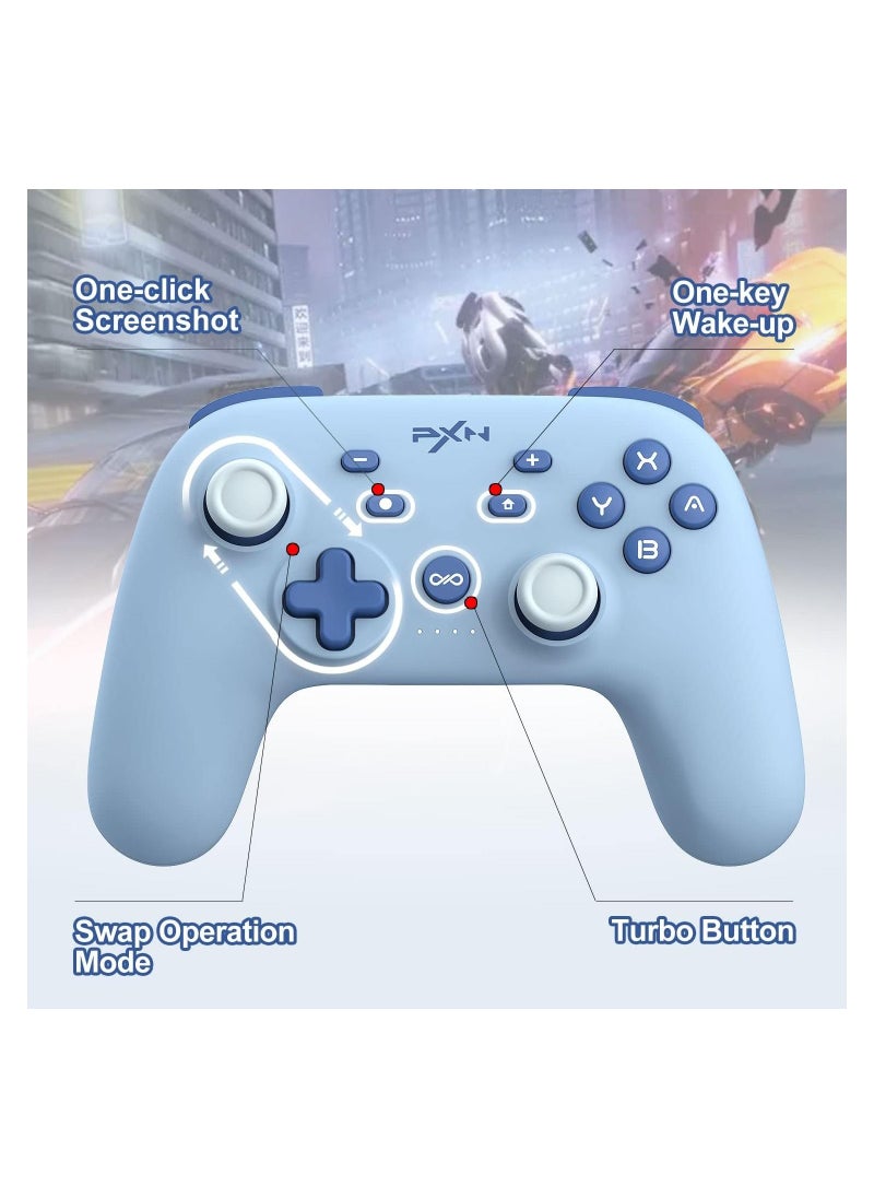 No branded Pxn P50 Wireless Gaming Switch Pro Controller Support Adjustable Dual Vibration Macros Turbo Gyro Axis NFC and Screenshot Remote Gamepad Joystick for Nintendo Switch Lite and OLED (BLUE)  - Image 5