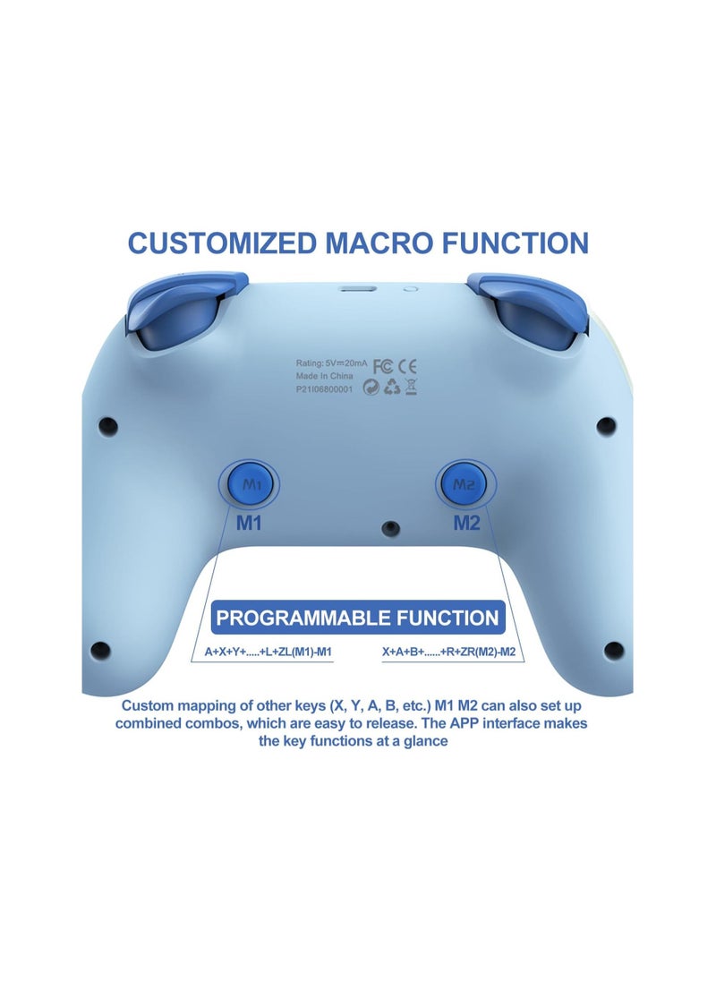 No branded Pxn P50 Wireless Gaming Switch Pro Controller Support Adjustable Dual Vibration Macros Turbo Gyro Axis NFC and Screenshot Remote Gamepad Joystick for Nintendo Switch Lite and OLED (BLUE)  - Image 3