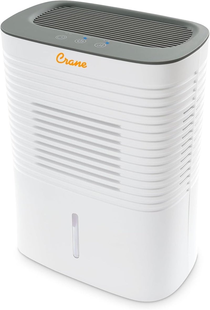 Crane Compact Dehumidifier for 300 Sq Ft Rooms 05 Gallon Tank For Basements Bedrooms Offices Portable Dehumidifier Auto ShutOff Whisper Quiet