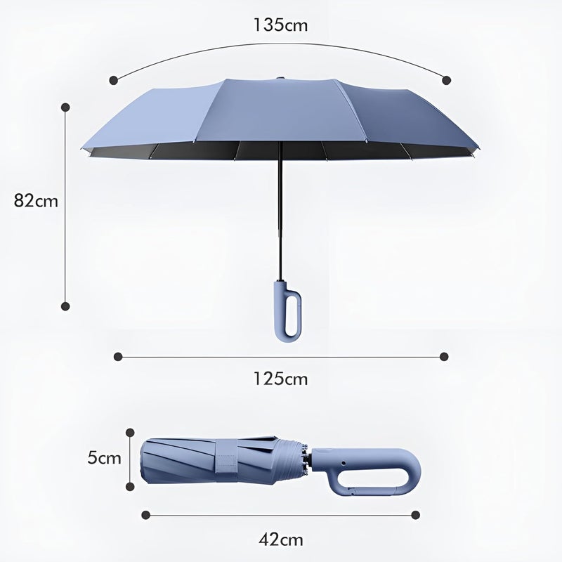 CONTACTS Ring Buckle Umbrella 2025 – Two Folding Travel Umbrella, Windproof, Automatic Open/Close, Compact for Rain & Sun - Image 5