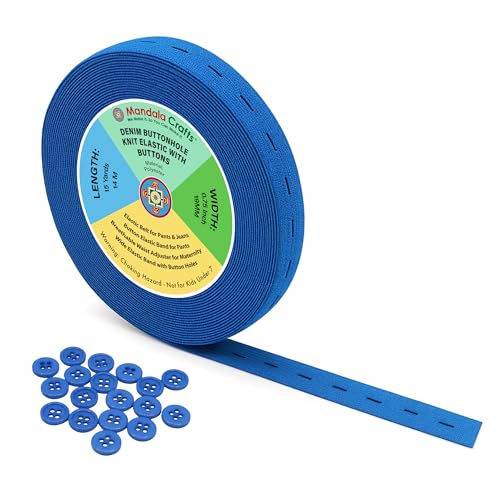 Mandala Crafts Wide 1.5 Inch Denim Elastic Bands Spool for Pants Waistbands Sewing and DIY Crafts, 50 YD Stretchy Flat Fabric Strap Knit Elastic Band for Wig - Image 1