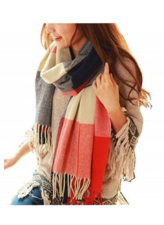 Women's Plaid Shawl Wrap, Fashionable Long Scarf in Big Grid Design, Winter Warmth and Style, A Perfect Gift for All Occasions