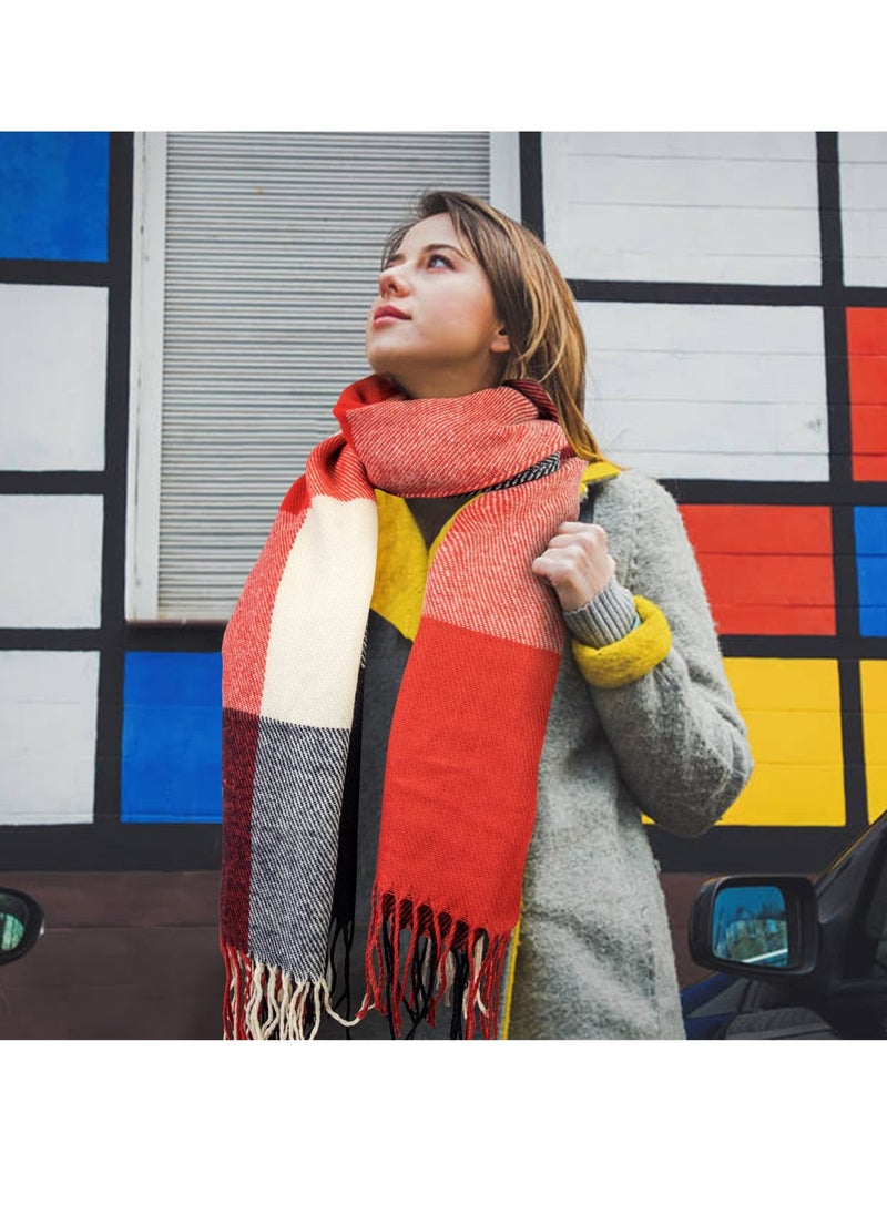 SYOSI - Women's Plaid Shawl Wrap, Fashionable Long Scarf in Big Grid Design, Winter Warmth and Style, A Perfect Gift for All Occasions - Image 1