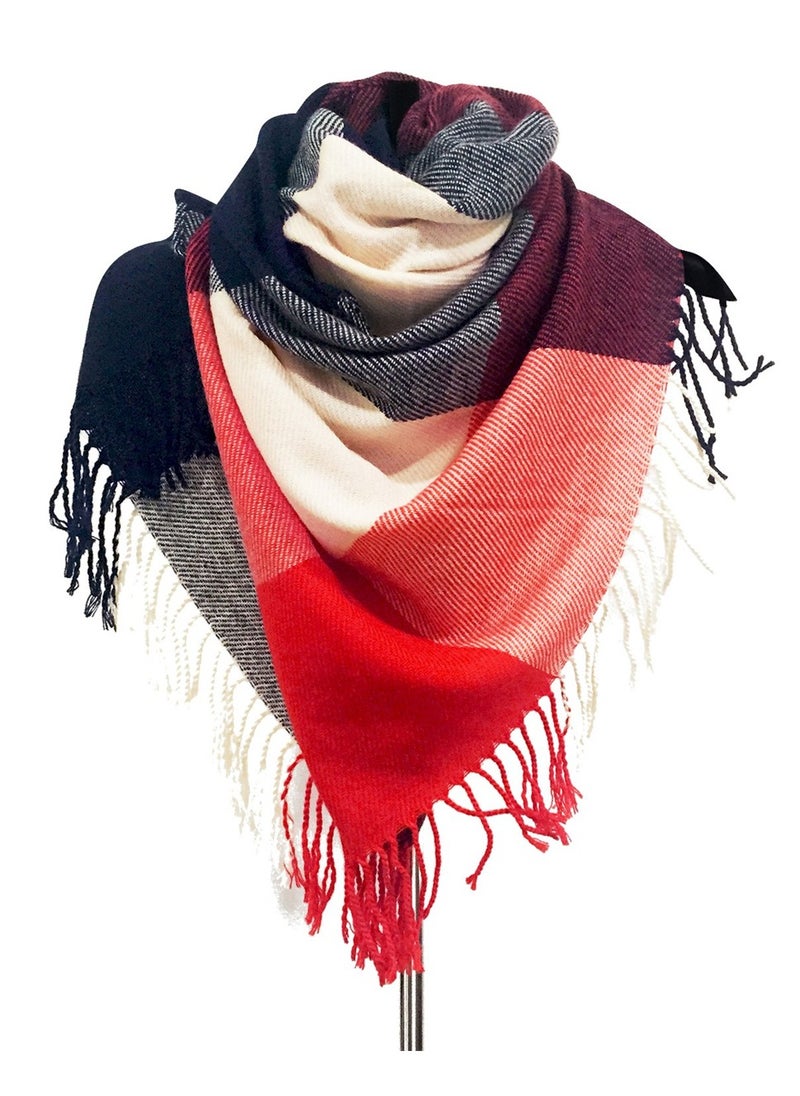 SYOSI - Women's Plaid Shawl Wrap, Fashionable Long Scarf in Big Grid Design, Winter Warmth and Style, A Perfect Gift for All Occasions - Image 1
