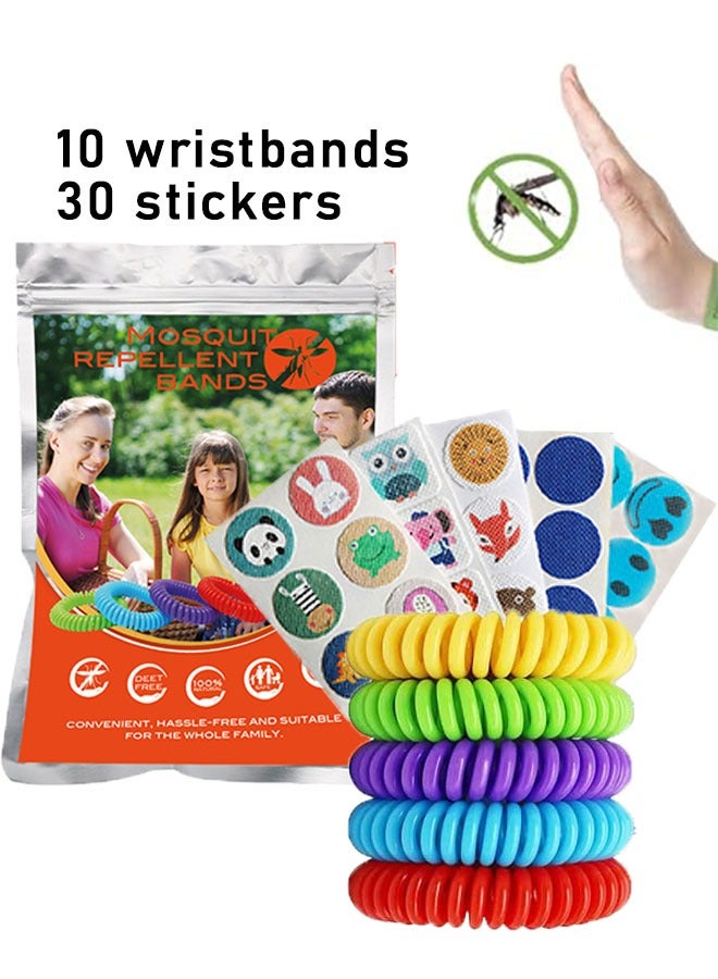 Generic Mosquito Repellent Set with 10 Pcs Bracelet and 30 Patches, Waterproof Bug Repellent Wrist Bands and Mosquito Repellent Patch, All Natural Long Lasting Outdoor Indoor Use for Kids, Adults and Babies  - Image 1