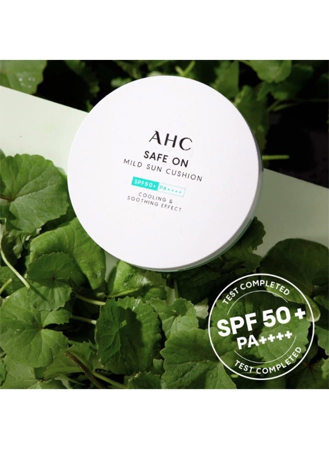 AHC Safe On Mild Sun Cushion SPF 50+ PA++++(25g + Refill) UV Protection Wrinkle Improvement Cooling & Soothing Care - Image 3