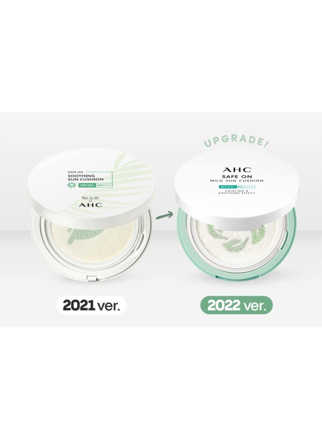 AHC Safe On Mild Sun Cushion SPF 50+ PA++++(25g + Refill) UV Protection Wrinkle Improvement Cooling & Soothing Care - Image 2