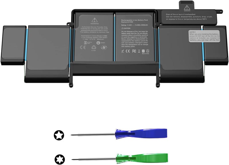 DREAMME A1582 A1502 Laptop Battery for MacBook Pro 13 Inch Retina A1493 (Early 2015, Mid 2014, Late 2013) by DREAMME [A1582 A1502 A1493 Battery, 11.36 V / 74.9 Wh] - Image 1