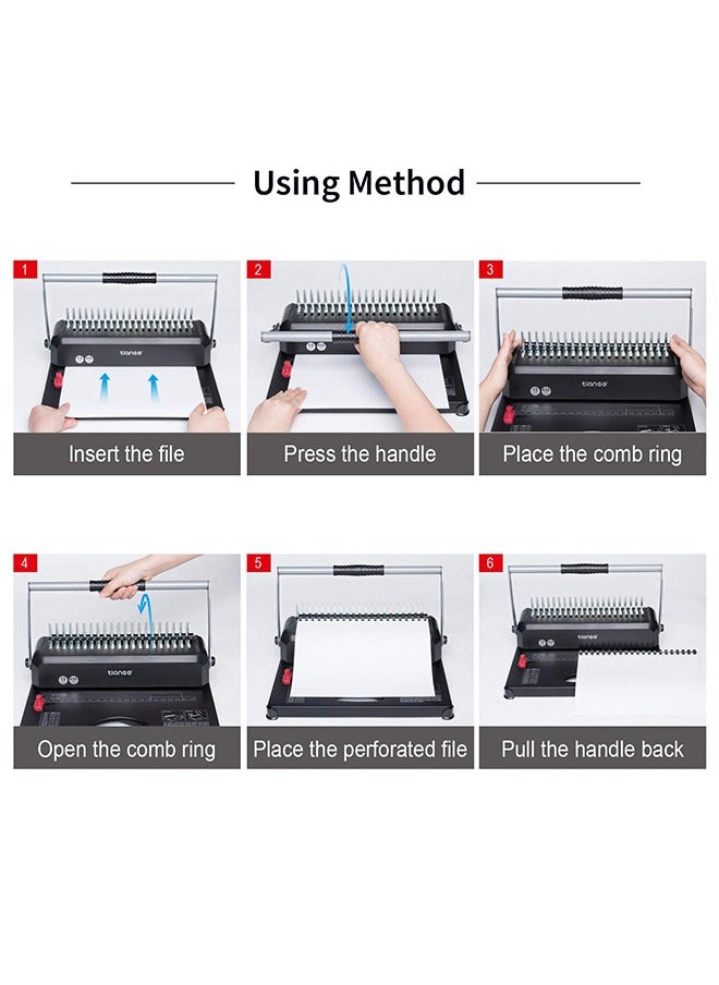 Generic - Binding Machines, 21-Holes, 450 Sheets, Comb Bind Machine Book Maker with 100 PCS 3/8'' Comb Binder Spines Starter Kit, Comb Binding Machine for Letter Size, A4, A5 or Smaller Sizes - Image 1