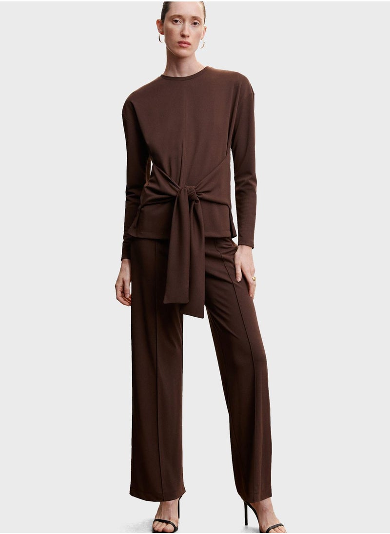 MANGO - Tie Detail Crew Neck Top - Image 1