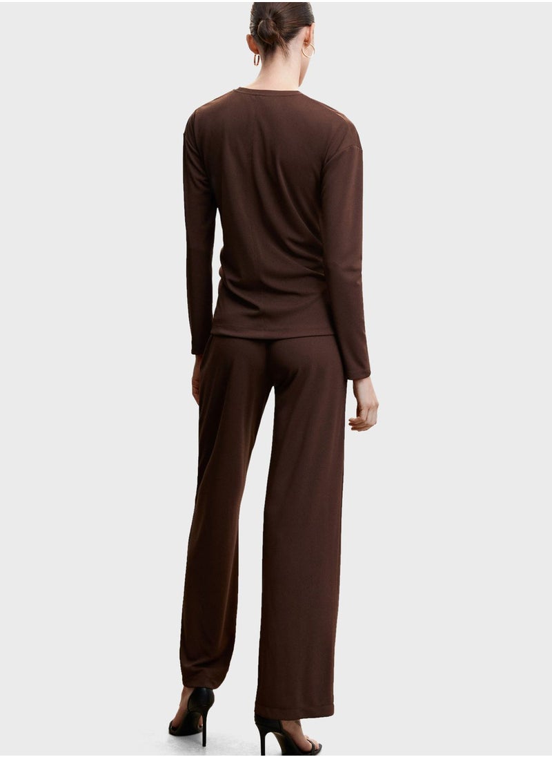 MANGO - Tie Detail Crew Neck Top - Image 1