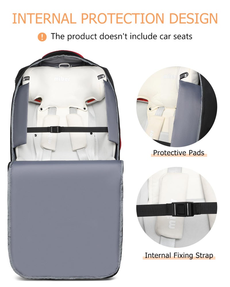 MCBD Car Seat Travel Bag for Airplane with Wheels, Padded Baby Carseat Backpack for Airport Gate Check Carrier Fits Booster Seat & Luggage Toddler Carseat Cover with Reflective Strips, Black - Image 5