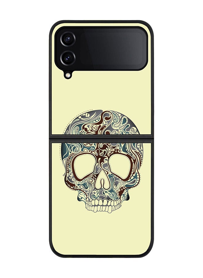 Stylizedd Rugged Black edge case for Samsung Galaxy Z Flip4 Slim fit Soft Case Flexible Rubber Edges Anti Drop TPU Gel Thin Cover - Skully Tattoo - Image 1