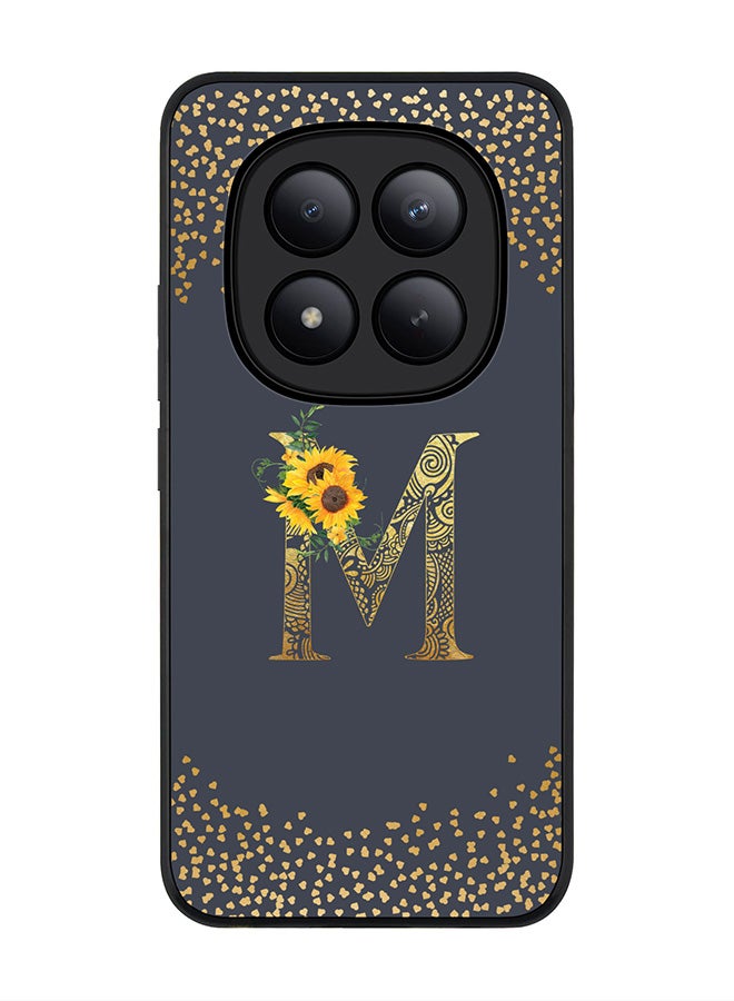 For Xiaomi Redmi Note 15 Pro+ / Poco M8 Pro Case,Slim fit Camera Protection, Shockproof Thin Phone cover  - Custom Floral Monogram - M  (Grey )