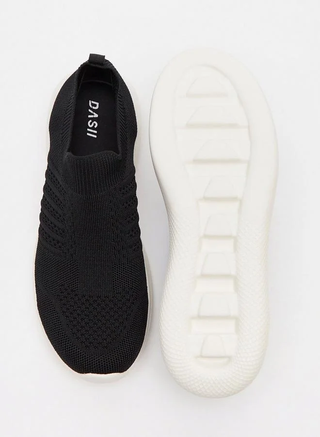 Dash Black Women Textured Slip On Sports Shoes for Women | Best Price UAE