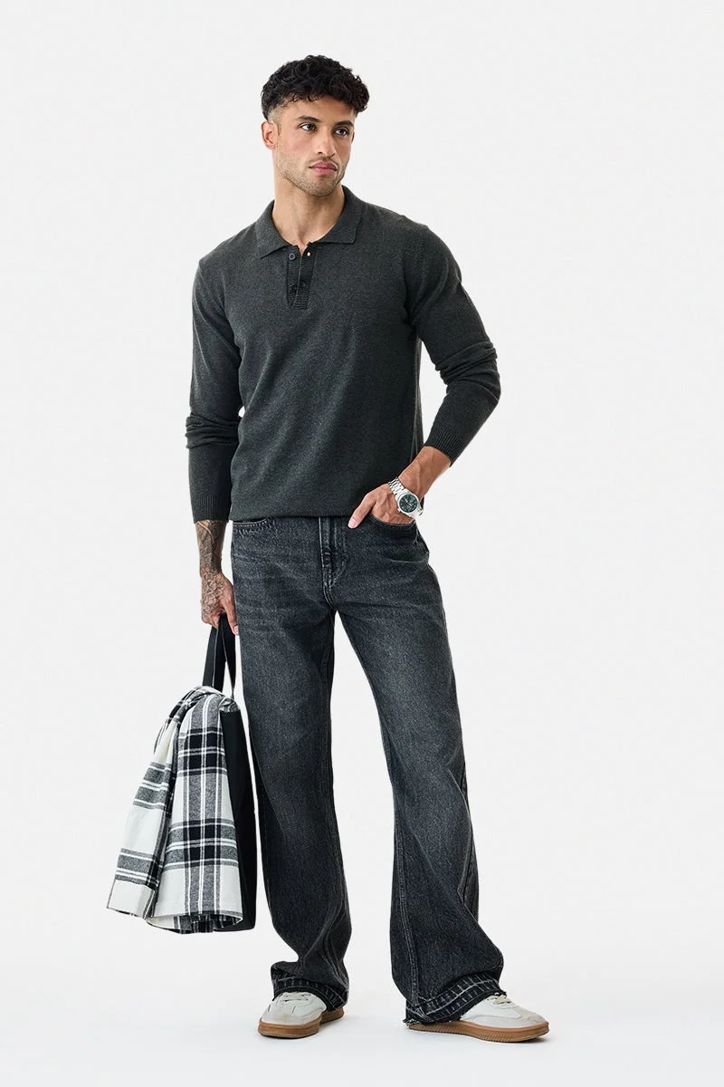 SNITCH Melange Flat Knit Core Lab Polo T-Shirt