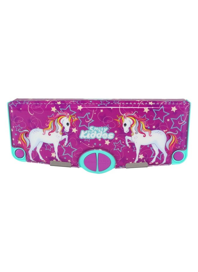 SMILY KIDDOS Smily Kiddos Multi Functional Pop Out Pencil Box for Kids Stationery for Children - Unicorn Theme - Purple  - Image 1