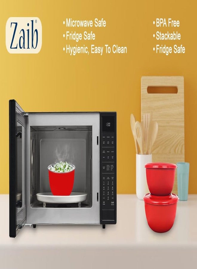 Zaib Microwave Safe Stainless Steel Mixing Bowl Set with Lids | 500ml, 800ml, 1250ml | Red Euro Style Food Storage Containers for Kitchen Use | Pack of 3* (Classic Red Plain) - Image 5