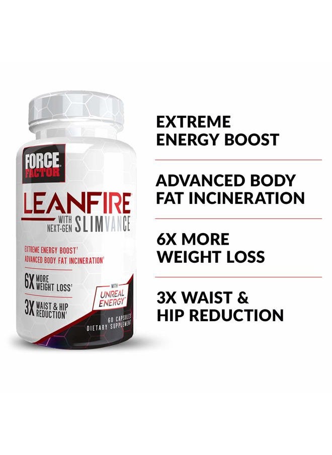 Force Factor FORCE FACTOR LeanFire with Next-Gen SLIMVANCE Advanced Thermogenic Fat Burner for Weight Loss with B Vitamins and Capsimax to Boost Metabolism, Increase Energy, and Enhance Focus, 60 Capsules  - Image 2