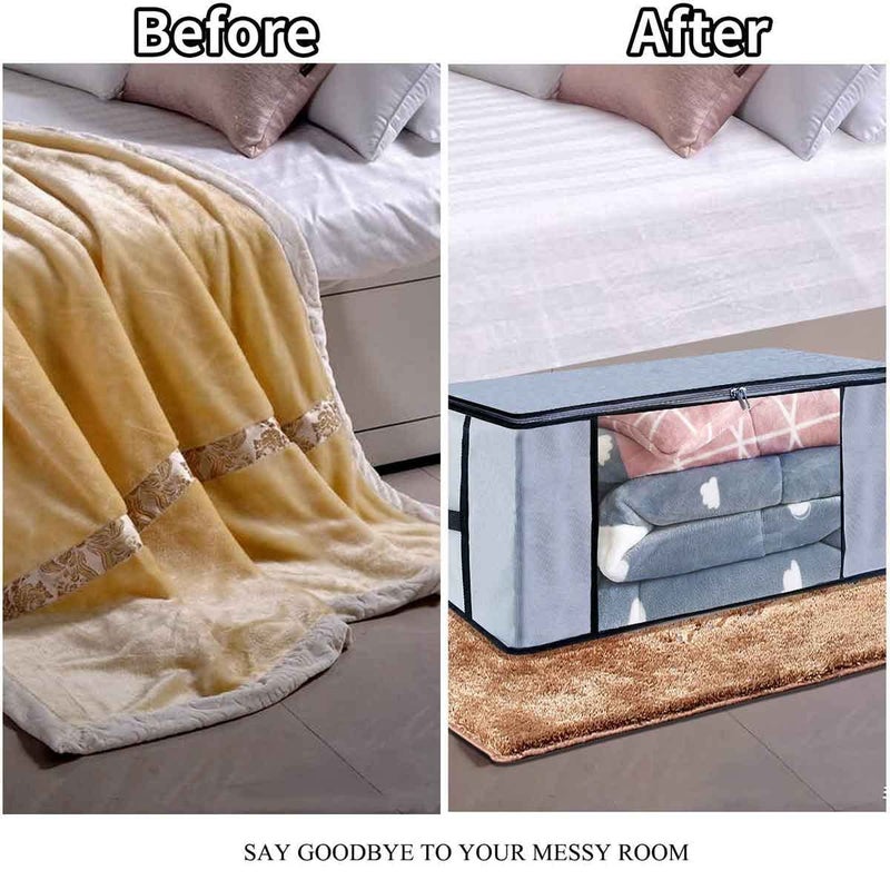 ACORMEK Underbed Blanket Storage Bag for Wardrobe Organizer Blanket Cover with a large Transparent Window and Side Handles Zipper Closure Protect from DustPack of 8Grey - Image 3