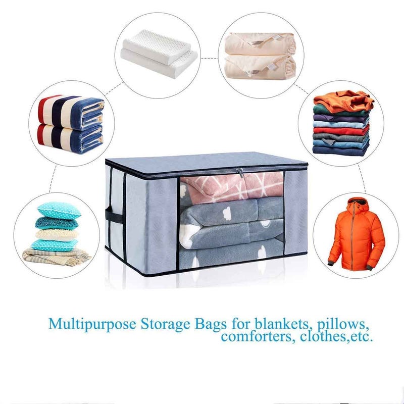 ACORMEK Underbed Blanket Storage Bag for Wardrobe Organizer Blanket Cover with a large Transparent Window and Side Handles Zipper Closure Protect from DustPack of 8Grey - Image 5