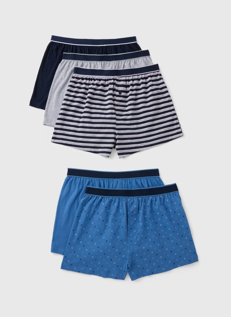 Matalan 5 Pack Multicolour Patterned Loose Fit Boxers