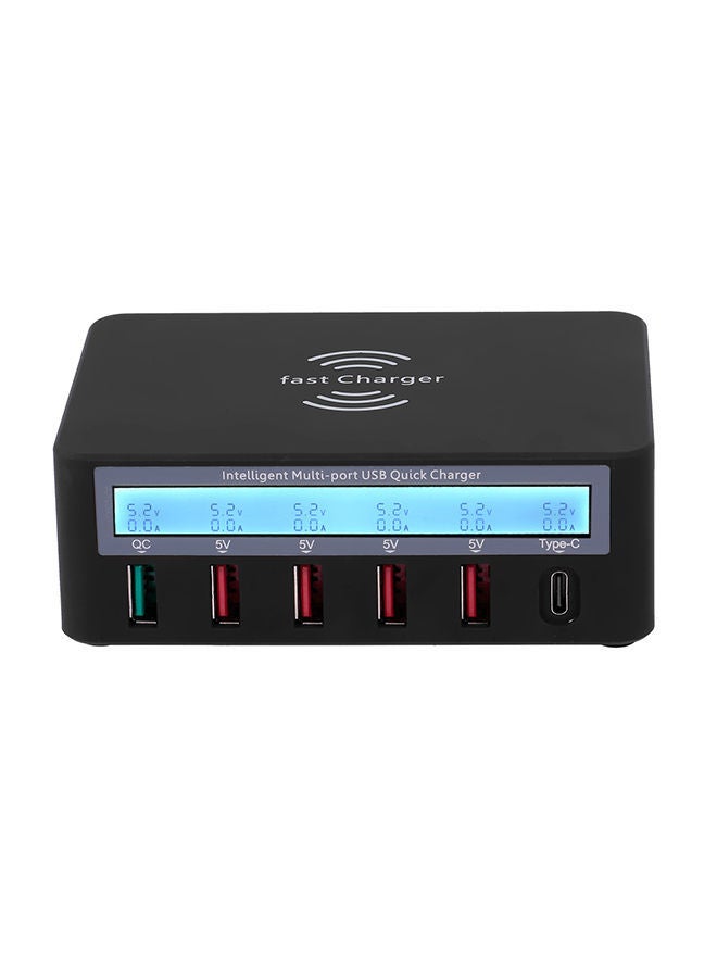 NIBEMINENT 6-USB Port LCD Screen Fast Charging And Transmission Hub Black - Image 1