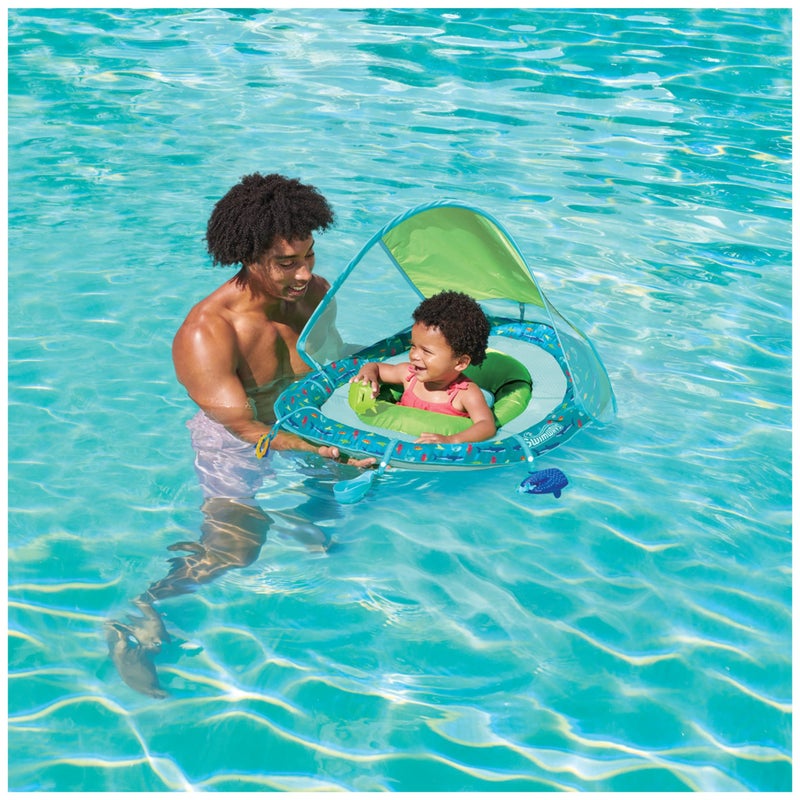 SwimWays عوامة سباحة للأطفال من سويمايز، عوامة مسبح للأطفال مع مظلة وحماية من الأشعة فوق البنفسجية، ملحقات مسبح للأطفال من 9-24 شهرًا - Image 2