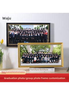 Generic Graduation Photo Frame Size Group Photo Large Group Photo Slender Photo Frame Table For Memorial Mounting Frame Wall-Color:8*18inch [inner Diameter 20.5* 46cm ] Can Be Hung Horizontally - 3833 Titanium Gold Color, Free Wall-mounted Traceless Nails  - Image 2