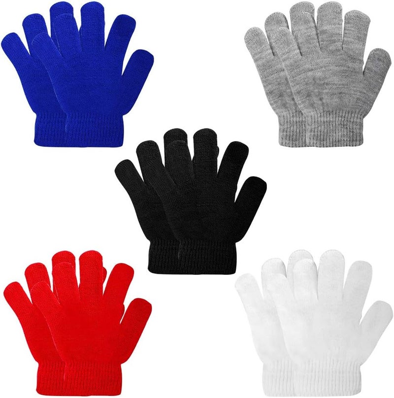 ONESING 3-24 Pairs Winter Knit Gloves for Kids - White Finger Gloves for Boys and Girls - Image 1