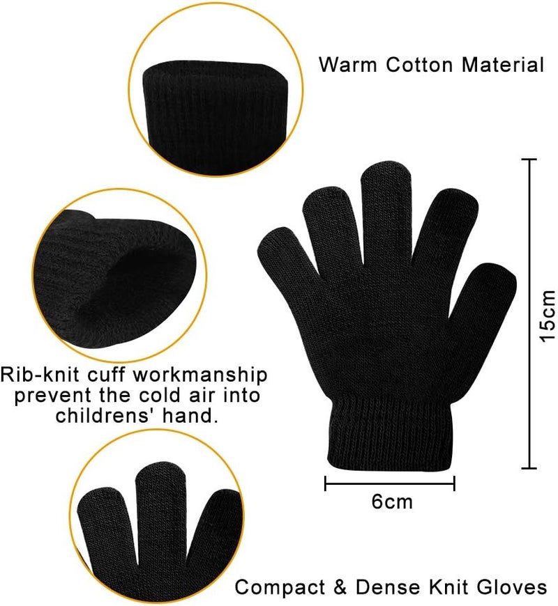 ONESING 3-24 Pairs Winter Knit Gloves for Kids - White Finger Gloves for Boys and Girls - Image 2