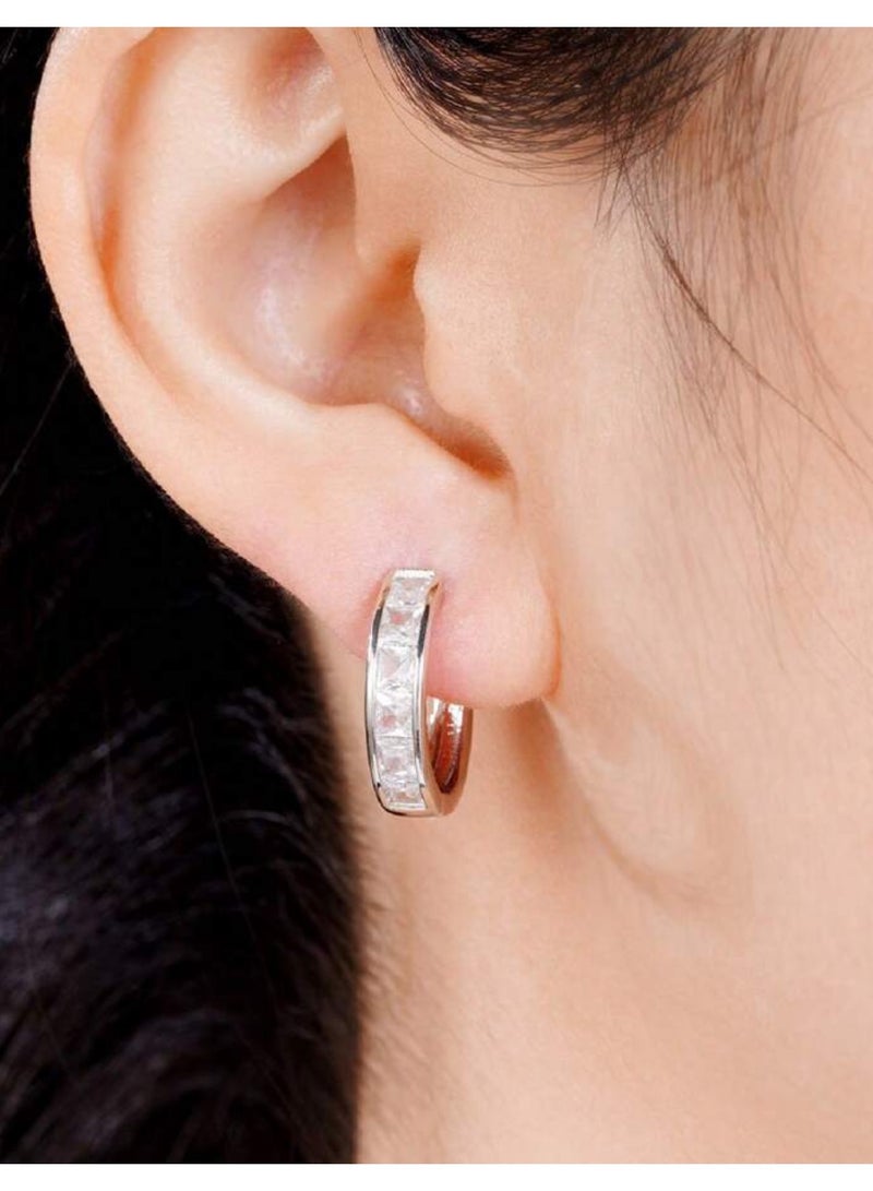 Jewelry 4You Elegant & High Quality Silver Plated Small Earrings Inlaid With Zirconia For Women - Image 2