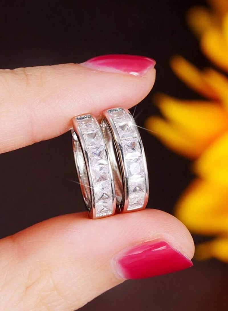 Jewelry 4You Elegant & High Quality Silver Plated Small Earrings Inlaid With Zirconia For Women - Image 5