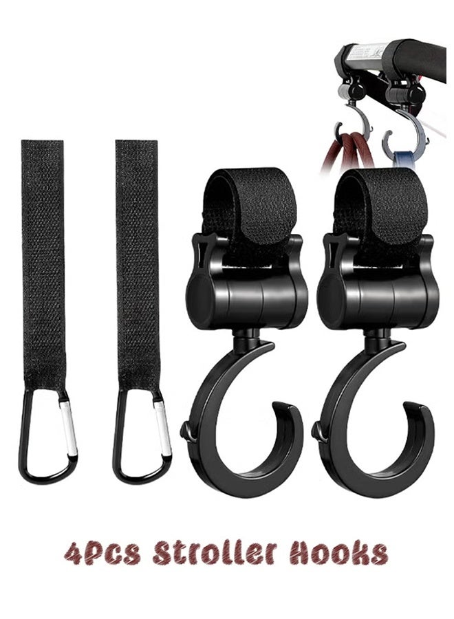 Jamal Baby Stroller Hooks For Bags - 4-Pack Of Stroller Clips For Diaper Bag, Adjustable Stroller Straps, Bag Hook, Universal Stroller Accessories - Image 1