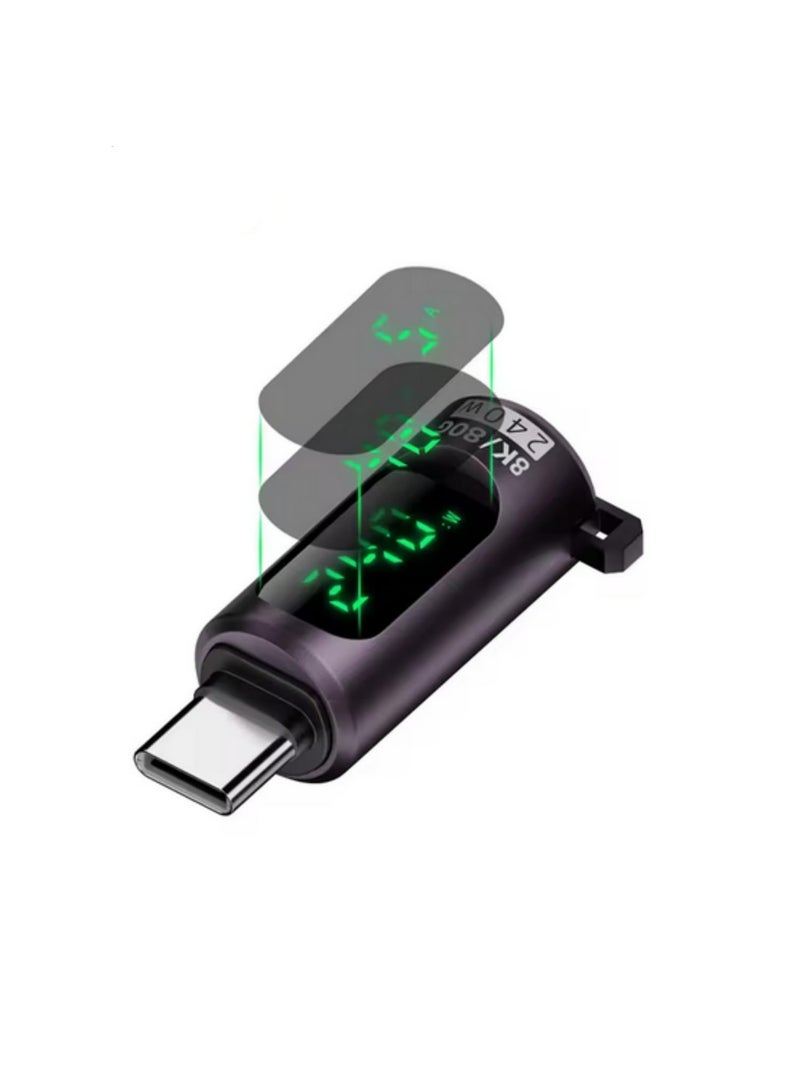 1PCS 240W Type C Adapter Digital Display USB C Male to Type C Female Converter 8K@60Hz 80Gbps Data Transfer For Iphone 15 16 - Image 1