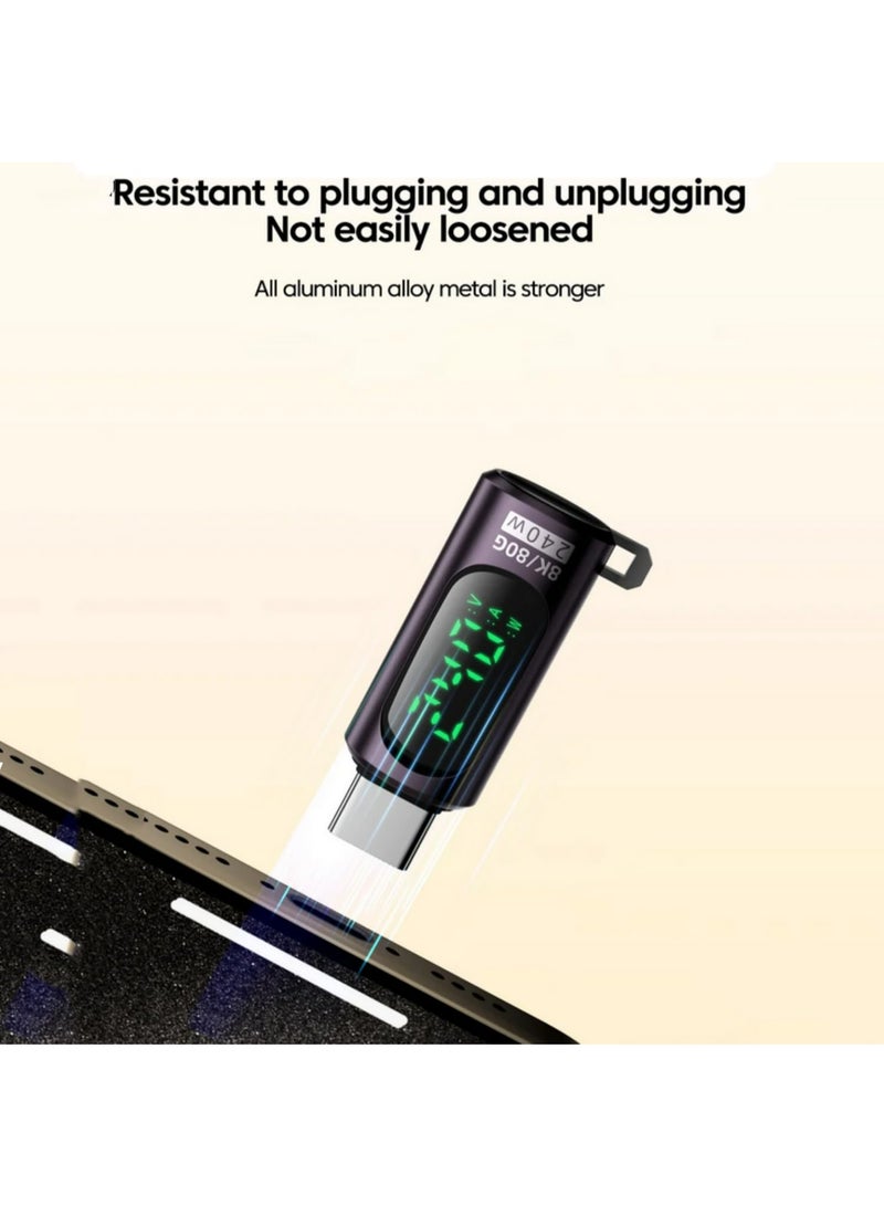 1PCS 240W Type C Adapter Digital Display USB C Male to Type C Female Converter 8K@60Hz 80Gbps Data Transfer For Iphone 15 16 - Image 4