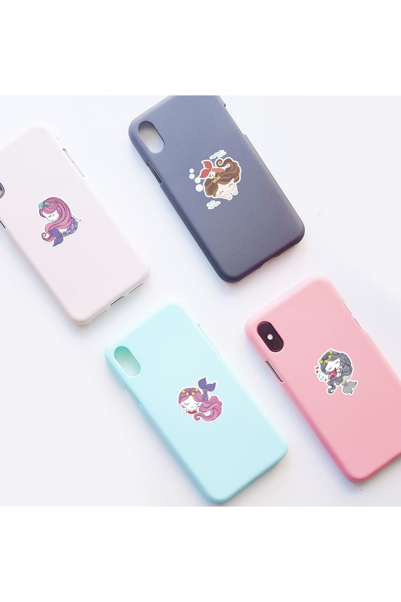 قوس قزح أورينبو 50 ملصق جرافيتي لحورية البحر الكرتونية على شكل محيط، دفتر ملاحظات، هاتف، كوب ماء، ملصقات زخرفية، ملصقات ستائر يدوية مقاومة للماء، دفعة واحدة - Image 5