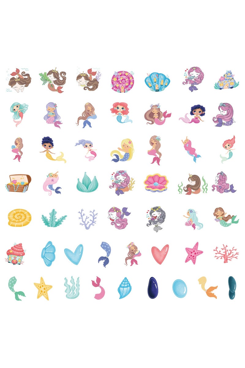 قوس قزح أورينبو 50 ملصق جرافيتي لحورية البحر الكرتونية على شكل محيط، دفتر ملاحظات، هاتف، كوب ماء، ملصقات زخرفية، ملصقات ستائر يدوية مقاومة للماء، دفعة واحدة - Image 4