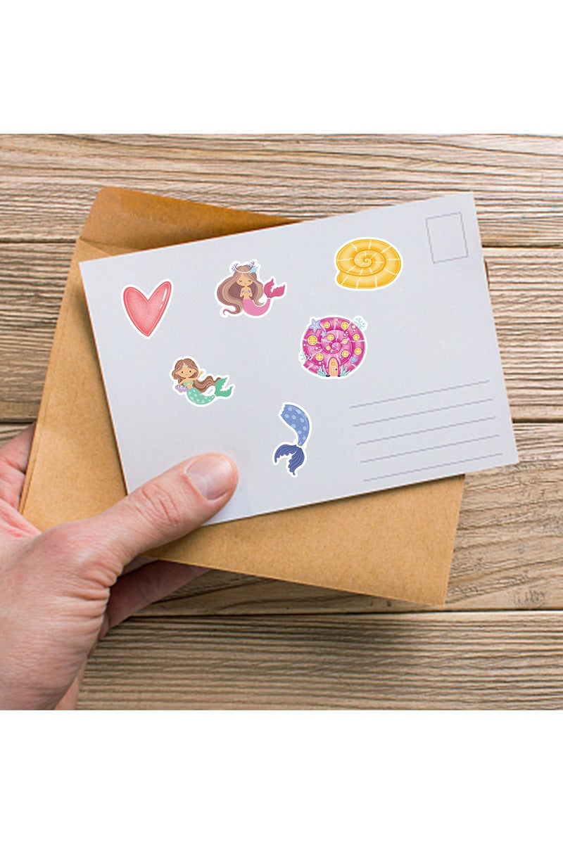 قوس قزح أورينبو 50 ملصق جرافيتي لحورية البحر الكرتونية على شكل محيط، دفتر ملاحظات، هاتف، كوب ماء، ملصقات زخرفية، ملصقات ستائر يدوية مقاومة للماء، دفعة واحدة - Image 3