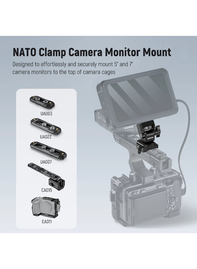 NEEWER Camera Monitor Mount with NATO Clamp, 5"–7" Field Monitor Holder with 1/4" Anti-Twist Screw, 180° Tilt & 360° Swivel, CNC Aluminum Monitor Bracket for SmallRig Cage, Top Handle, Rig - Image 3