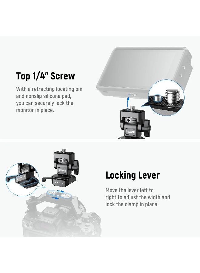 NEEWER Camera Monitor Mount with NATO Clamp, 5"–7" Field Monitor Holder with 1/4" Anti-Twist Screw, 180° Tilt & 360° Swivel, CNC Aluminum Monitor Bracket for SmallRig Cage, Top Handle, Rig - Image 5