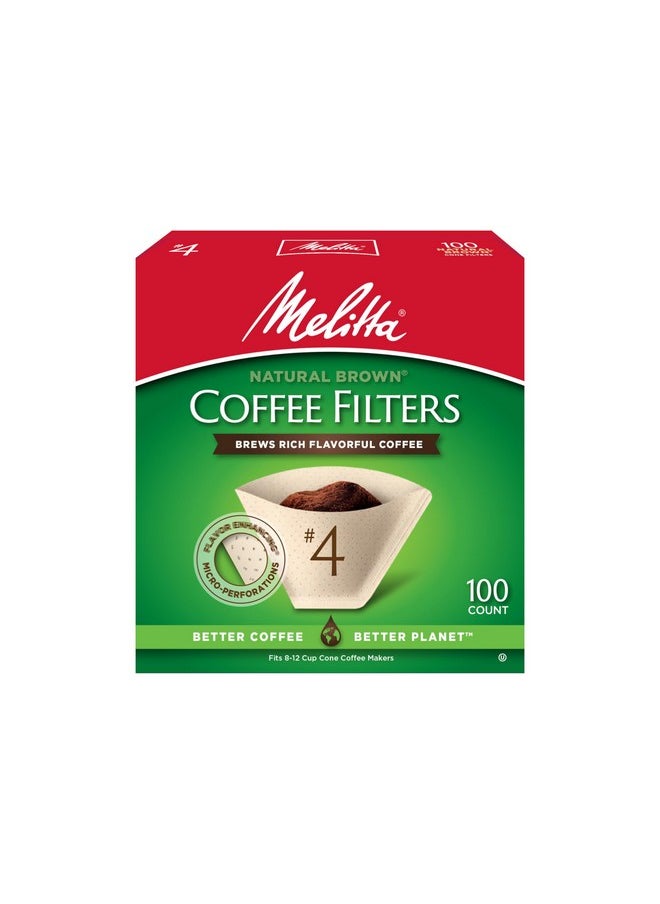 Melitta Melitta #4 Cone Coffee Filters, Unbleached Natural Brown, 100 Count (Pack of 6) 600 Total Filters Count - Packaging May Vary  - Image 1
