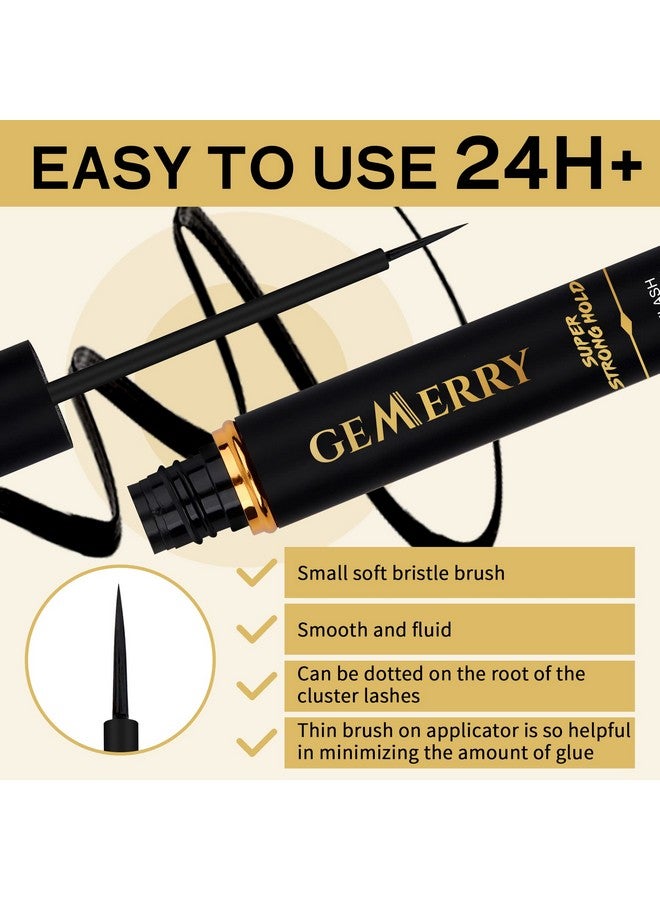 GEMERRY غراء رموش زائف قوي جداً لاصق أسود غير مهيج مقاوم للماء لاصق رموش شريطي مناسب لأي رموش DIY لاصق رموش شريطي 5 مل 0.17 أونصة - Image 2