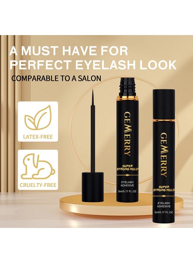 GEMERRY غراء رموش زائف قوي جداً لاصق أسود غير مهيج مقاوم للماء لاصق رموش شريطي مناسب لأي رموش DIY لاصق رموش شريطي 5 مل 0.17 أونصة - Image 4