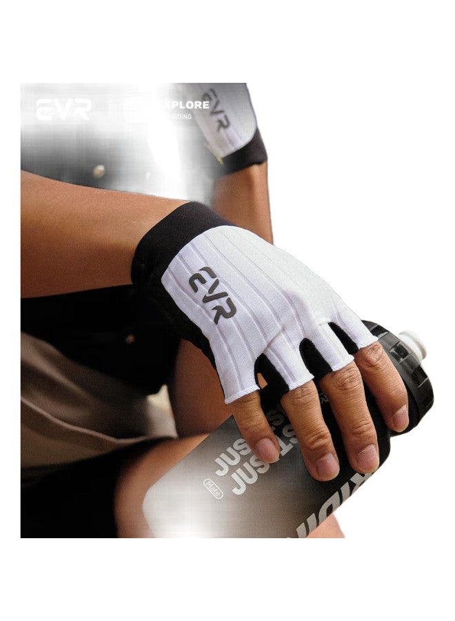EVR Cycling Gloves Half Finger Summer Short Finger Double Shock Absorption White Xl - Image 2